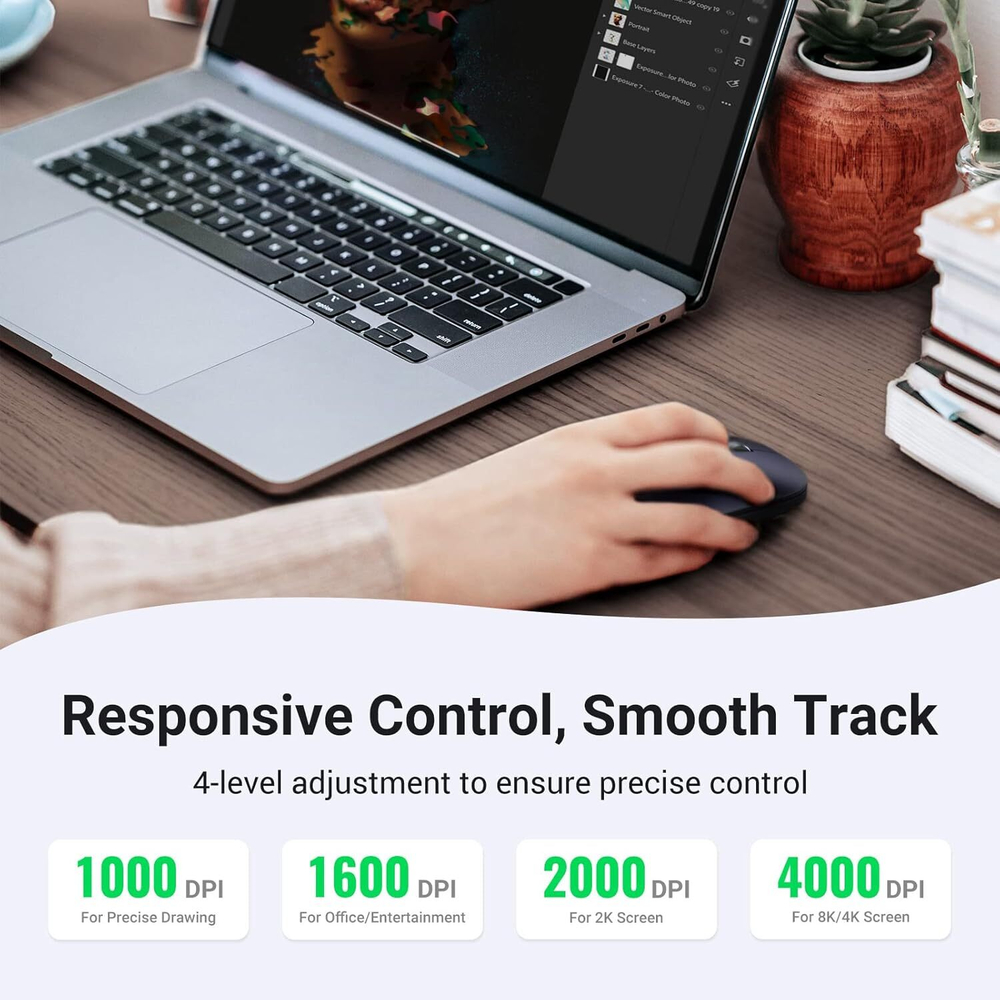 Мышь оптическая беcпроводная MU001 (90372), 2.4 GHz, Black UGREEN 90372