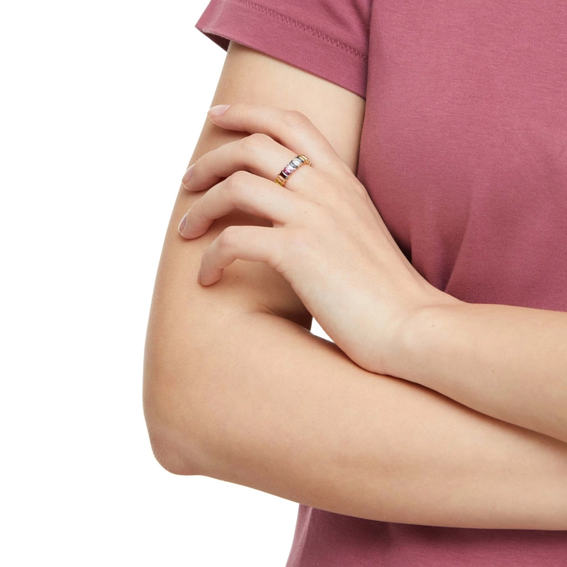 Кольцо Широкое Радужное Золото