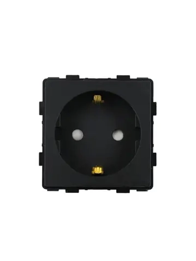 Механизм розетки KLUST Basic с заземлением, со шторками, черный