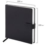 Скетчбук, белая бумага 140 г/м2 200х200 мм, 80 л., КОЖЗАМ, застежка, BRAUBERG ART CLASSIC, черный, 116463