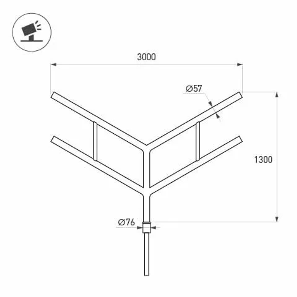 Кронштейн OXOR-SY4-3000x76-L1300 BLACK (Arlight, Сталь) 051662