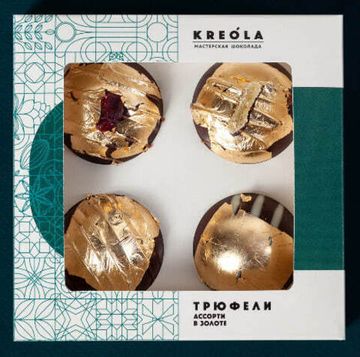 Конфеты "Трюфель в золоте" ассорти ручной работы 4 шт. 85 +/- 5 гр