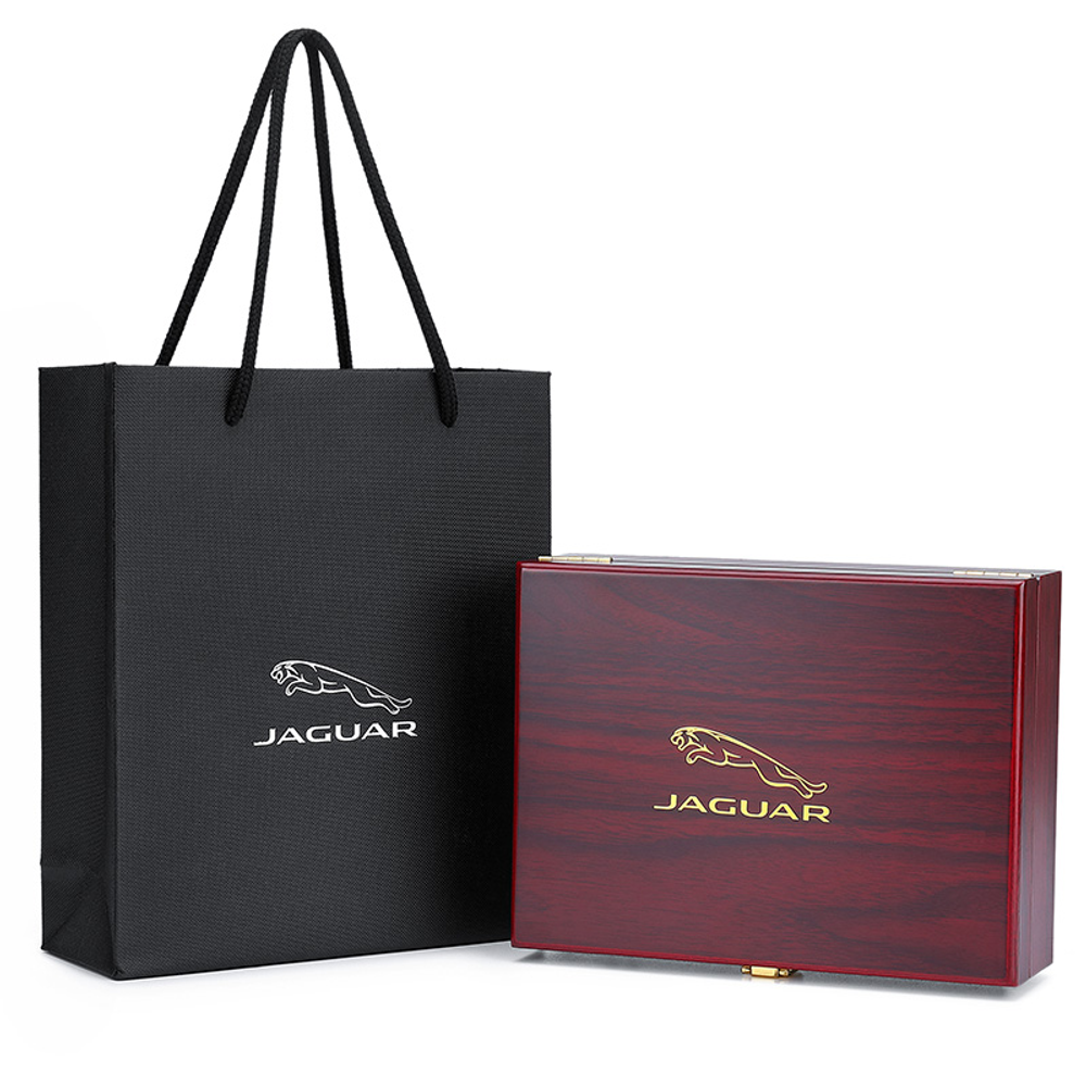 JAGUAR Top Grain Cow Leather Card Holder, Ticket Clip, Wallet Regular Men"s Black