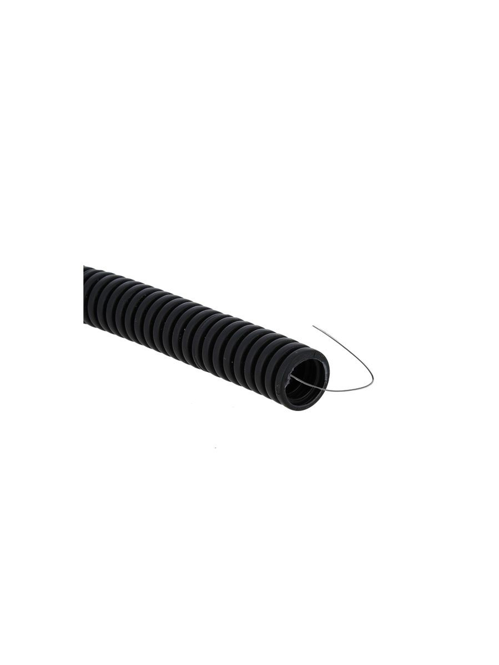 Труба гофрированная ПВХ d25мм с протяжкой черн. (уп.50м) Plast EKF tg-z-25-50-black