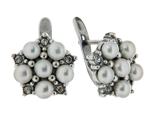 "Анизи" серьги в серебряном покрытии из коллекции "Очарование" от Jenavi с английским замком