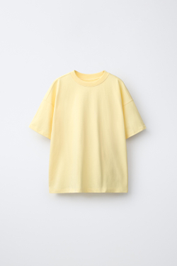 ZARA БАЗОВАЯ ОДНОТОННАЯ ФУТБОЛКА, МЯГКИЙ ЖЕЛТЫЙ