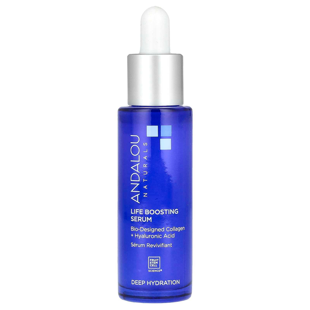 Andalou Naturals, Life Boosting Serum, коллаген с биологическим дизайном и гиалуроновая кислота, 1 жидкая унция (30 мл)