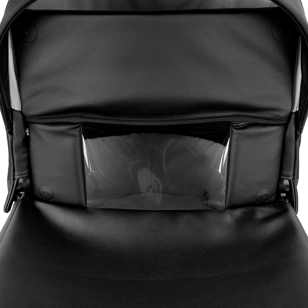Детская коляска Roan Esso Кожа 3 в 1 с автокреслом Pituso Baesa Pro Black ESSK/210/1 Black /Black/руч.Тем.коричневый