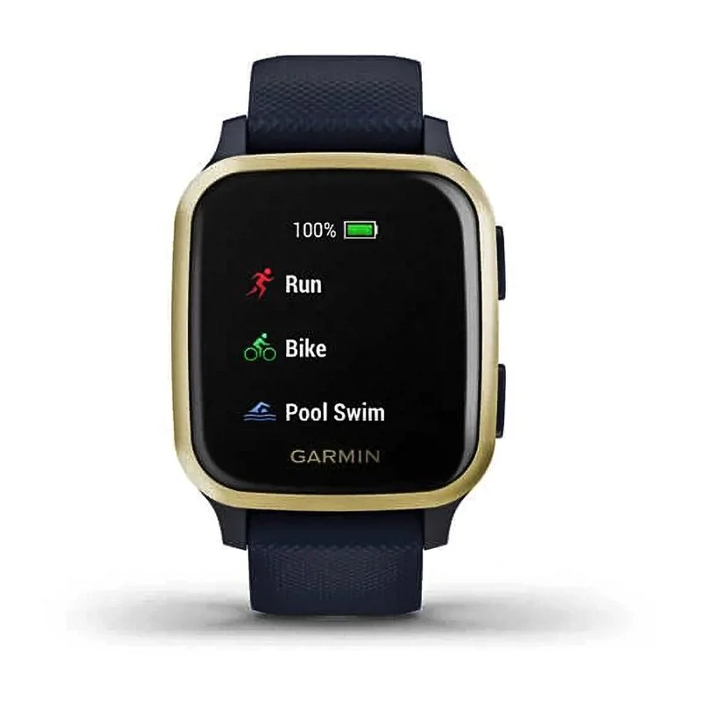 Смарт-часы Garmin Venu Sq Music Edition темно-синий с золотистым алюминиевым безелем 010-02426-12
