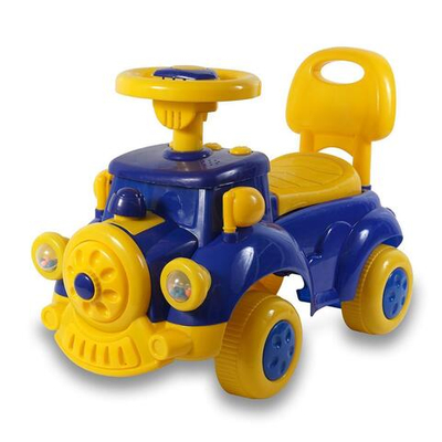 Толокар машина средняя с муз. рулем, цв. синий RRB-115 (54*27*34 см)