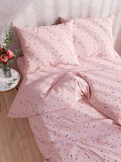 Простынь на резинке  перкаль Сказка "Сердечки" 160x200 см