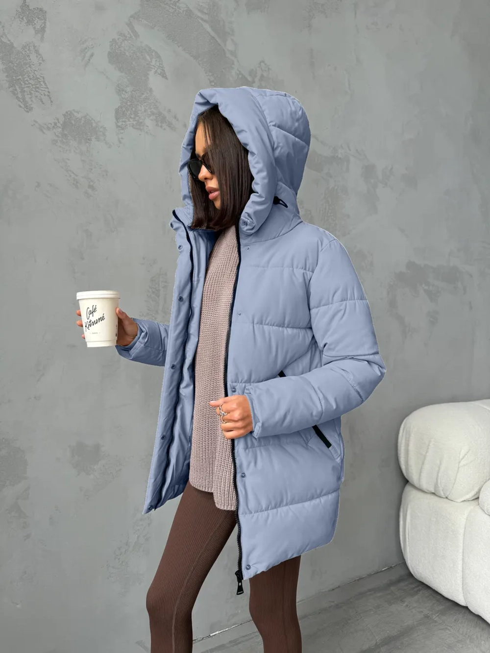 Куртка демисезонная удлиненная с капюшоном