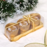 Свечи новогодние «Ёлочка в подсвечнике» 17*6*6см (набор 3шт), Золото