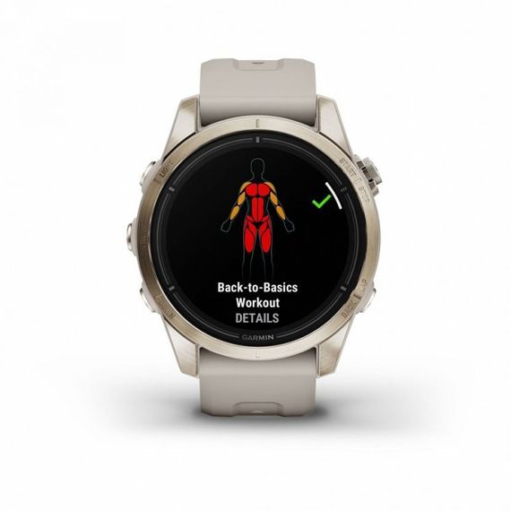 Garmin Epix Pro Gen 2 Sapphire 42 мм — золотистые умные часы с песочным ремешком
