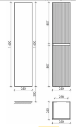 Шкаф-пенал SANCOS Snob R подвесной Beige Soft, 350х350х1650 мм, арт. PSNR35CE