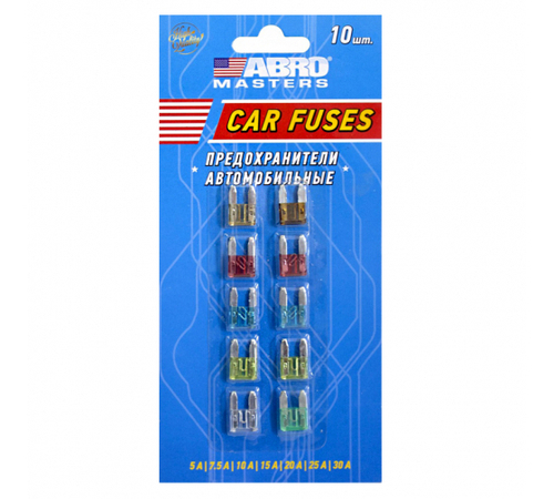 Предохранители флажковые Mini №8 ABRO с экстрактором (10шт)