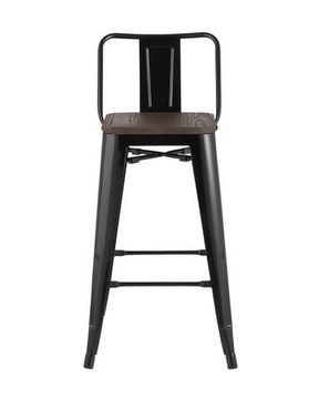 Стул полубарный TOLIX WOOD со спинкой черный глянцевый