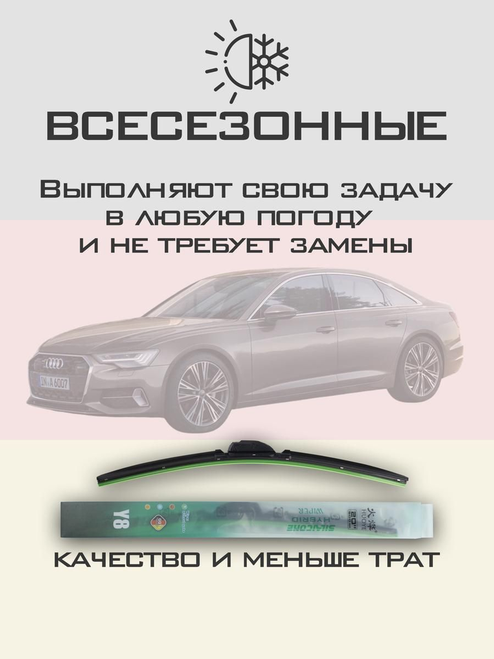 Щетки стеклоочистителя HUOYE Y8 600/525 мм на Audi A6 | Push button