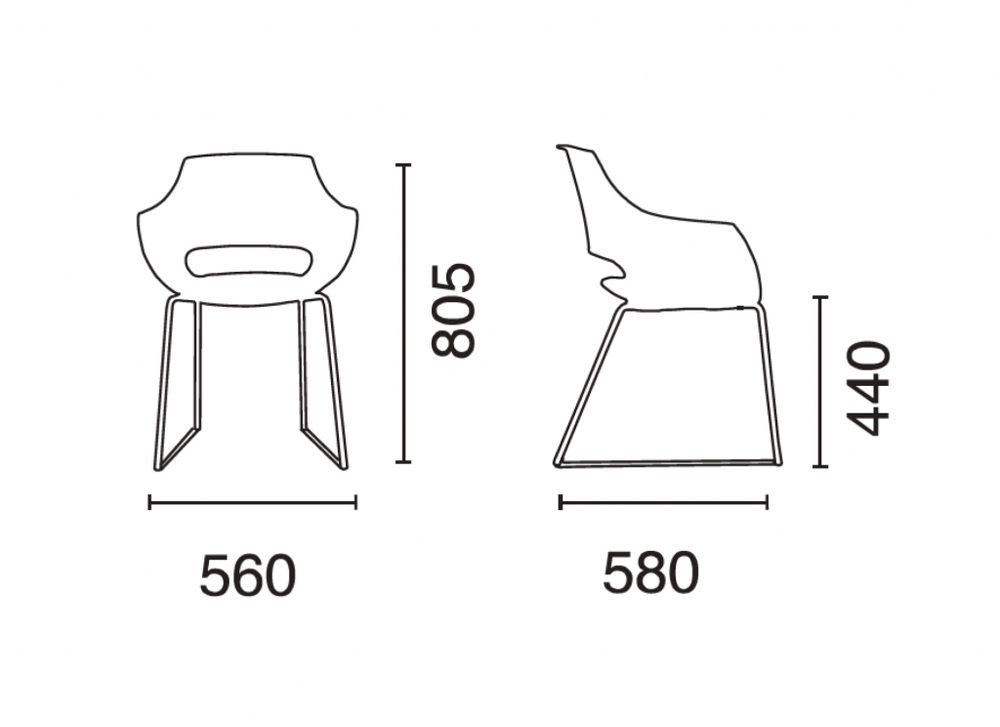 Кресло пластиковое на полозьях Papatya Opal Sled Pro, тортора