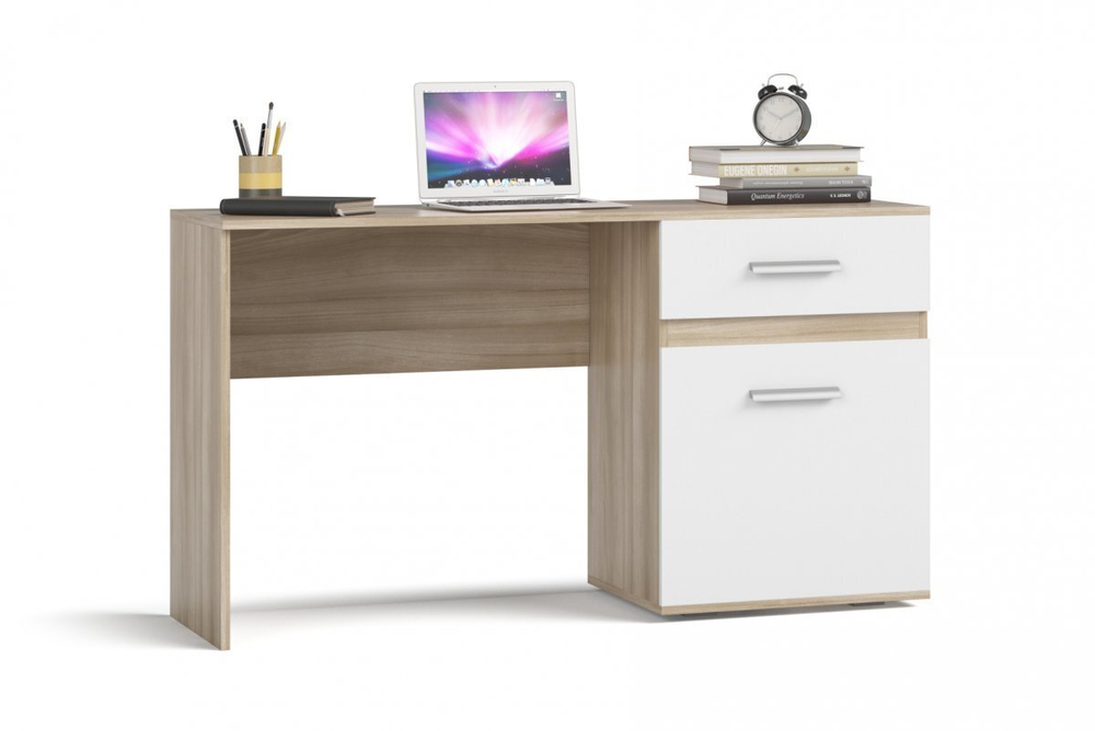 Стол письменный ЛЮКС Сонома+Белый снег