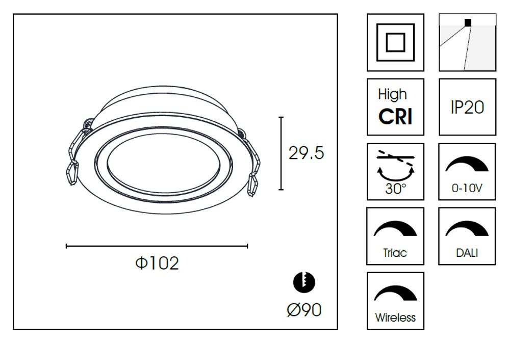 Встраиваемый светильник DA8304DR d.10.2