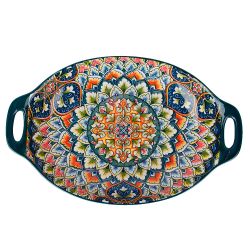 Блюдо с ручками "Arabesque" (зеленый) 31*20*5см (min6) (транспортная упаковка)