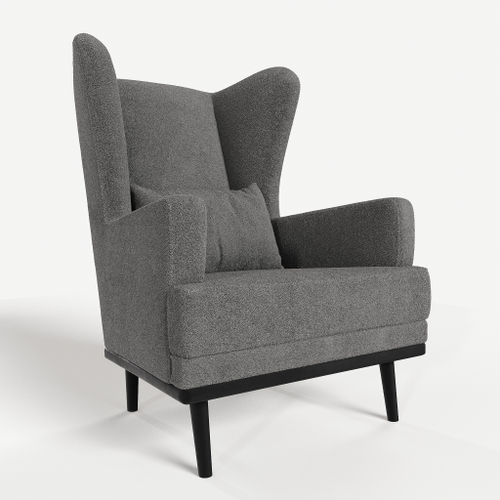 Мягкое кресло с ушами Фантазёр L-12 (Серый), искусственный мех, на высоких ножках, для отдыха и чтения книг. В гостиную, балкон, спальню и переговорную комнату.