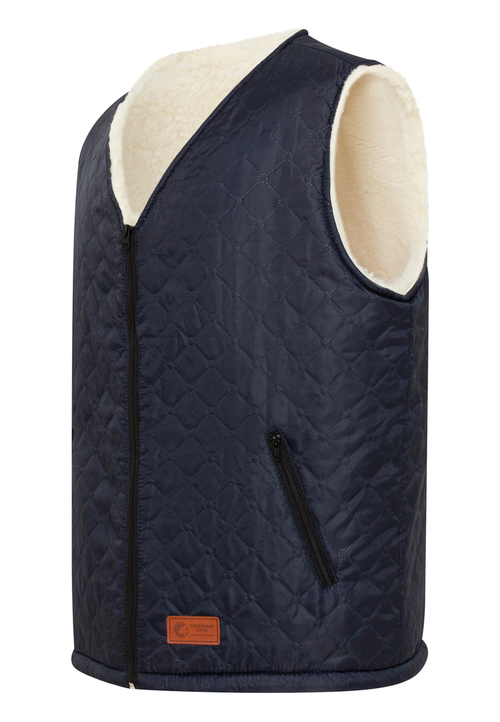 Жилет «Лад» для дома на меху из натуральной овечьей шерсти (Темно-синий)