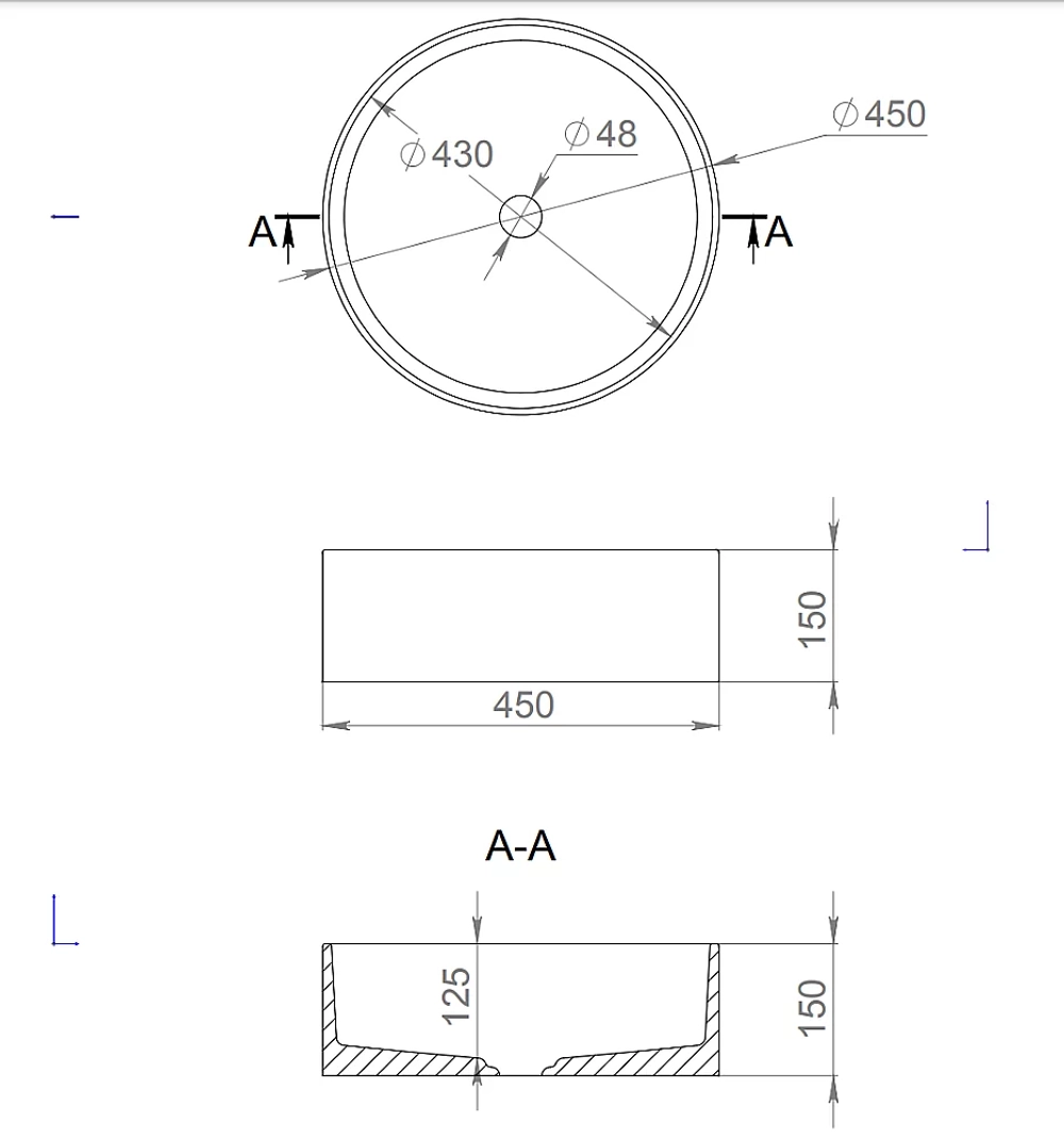 Раковина накладная Salini Armonia 02 130112SM 45 из искусственного камня S-Stone, белая матовая