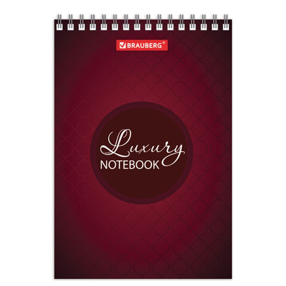 Блокнот МАЛЫЙ ФОРМАТ (97х145 мм) А6, 60 л., гребень, картон, клетка, BRAUBERG, "Люксовый блокнот", 129829