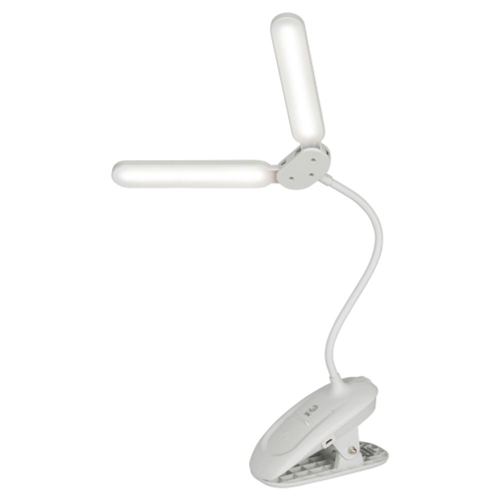 Настольный светильник ЭРА NLED-512-6W-W светодиодный аккумуляторный на прищепке белый | Светодиодные настольные лампы