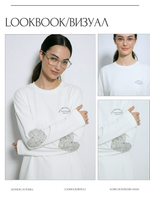 Лонгслив оверсайз женский молочный Синички