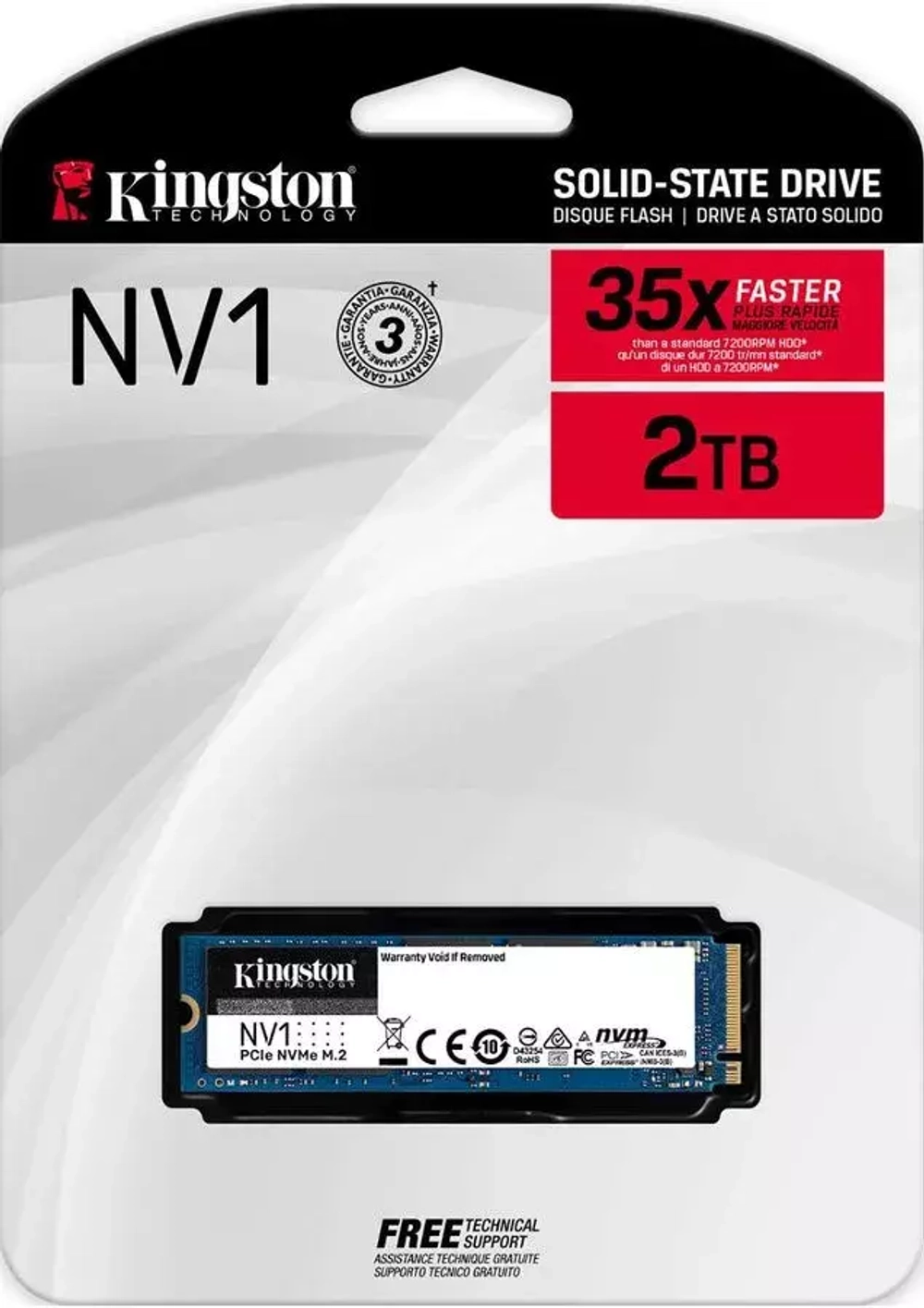 Накопитель SSD Kingston 2000GB NV1 M.2 2280 NVMe (SNVS/2000G) RTL