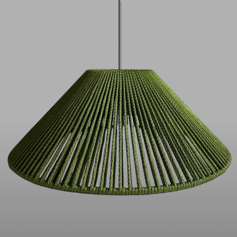 Плетеный подвесной абажур "Линии света". Форма "Конус"