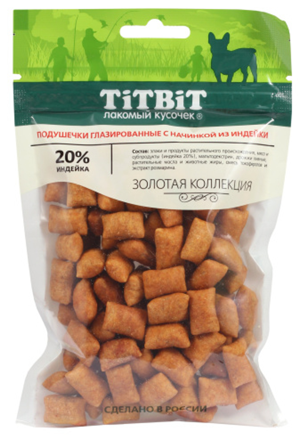 TitBit лакомство для собак подушечки индейка 100г