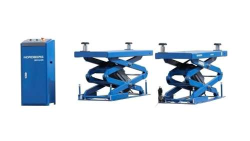 Подъемник ножничный 3,5т, с встроенными адаптерами для SUV авто, 380В (синий)