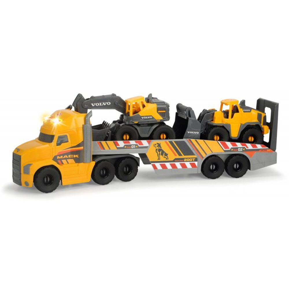 Mack, Volvo Экскаватор-погрузчик 70 см свет звук Dickie Toys 3729012