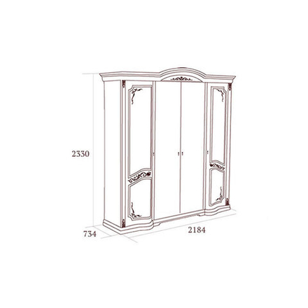 ФЛОРИАНА Шкаф для одежды 4-дверный (без зеркал)
