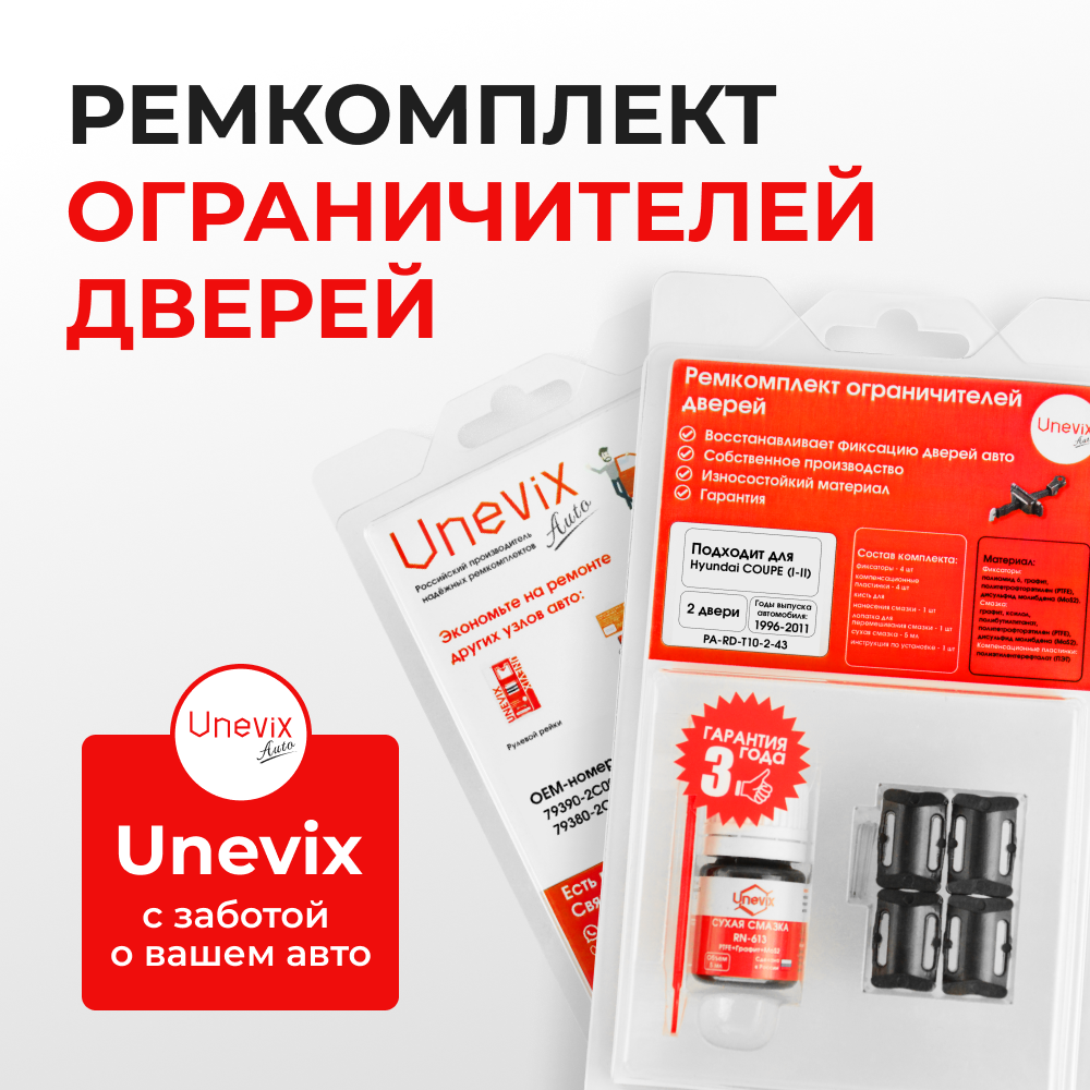 Ремкомплект ограничителей дверей Hyundai COUPE (I-II) RD; GK (2 двери, тип 10) 1996-2011