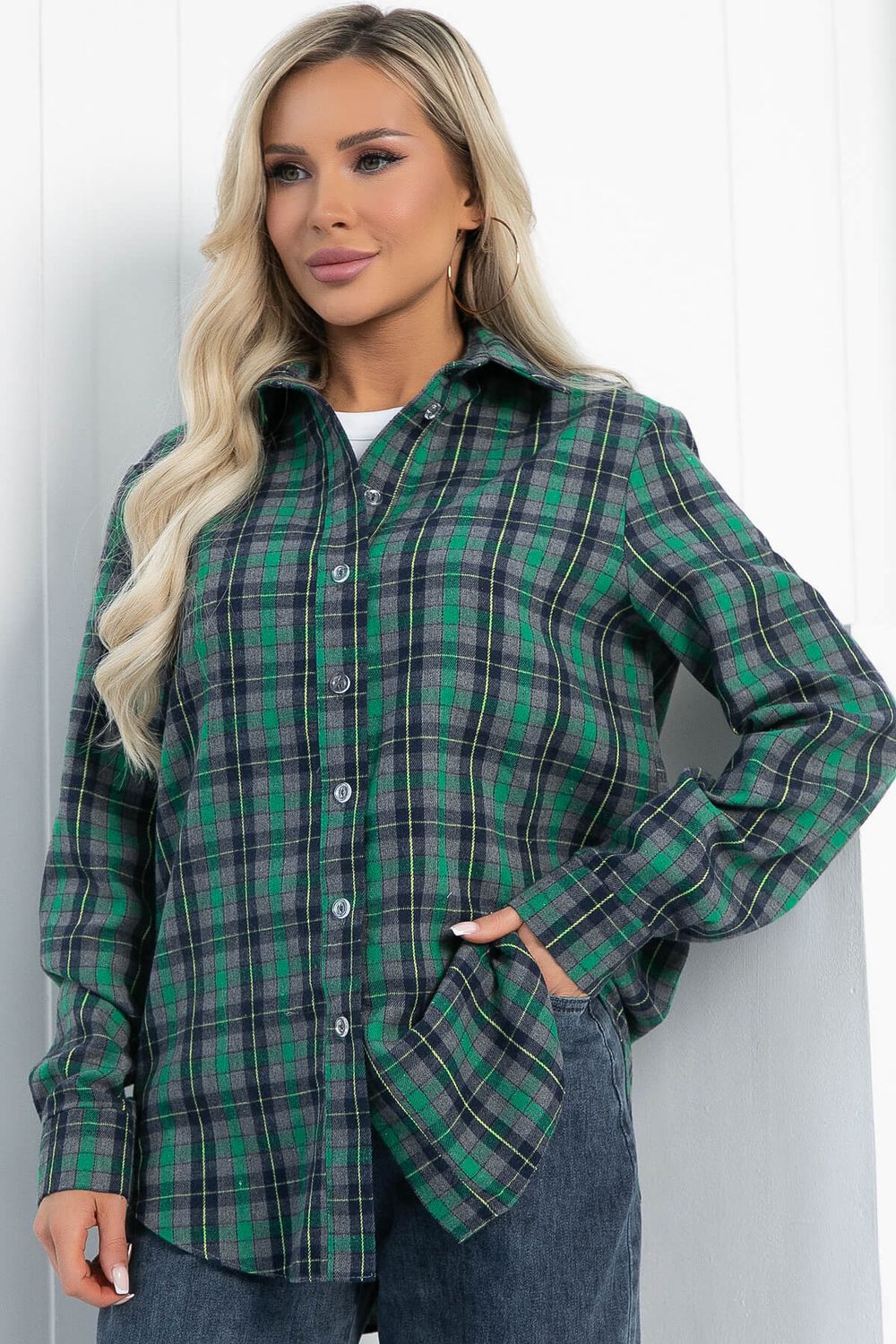 Рубашка Денни НЬЮ (серо-зеленая) Б12864-7М LT Collection