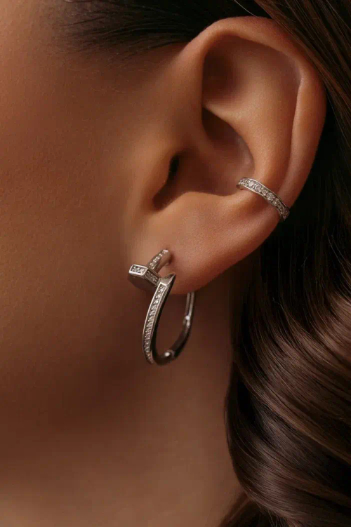 Серьги ''Гвозди'' с фианитами