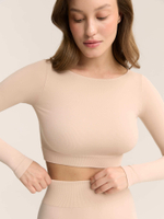 Бесшовный кроп топ с длинным рукавом