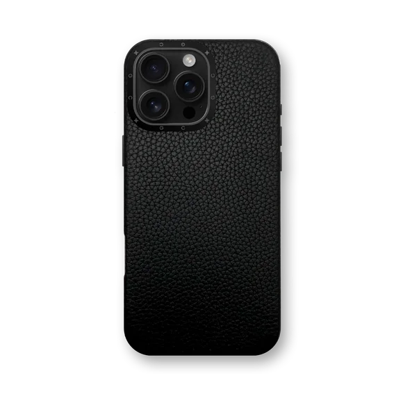 Чехол для iPhone 16 - Зернистая кожа - чёрный
