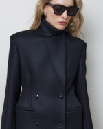 Пальто с формообразующими бедрами из шерсти Гуччи черный