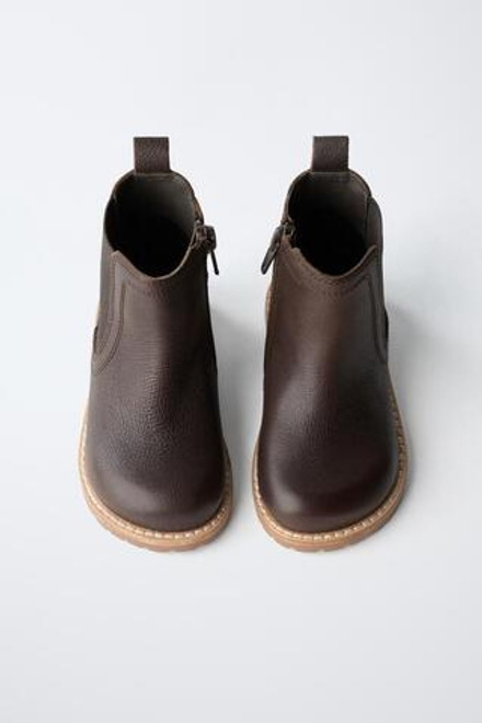 ZARA КОЖАНЫЕ БОТИНКИ ЧЕЛСИ, КОРИЧНЕВЫЙ