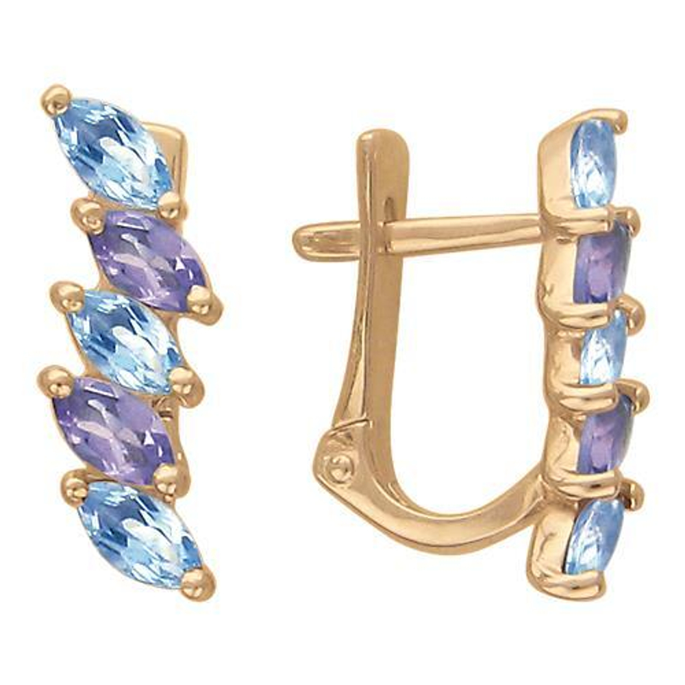 Серьги с аметистом из красного золота 585 пробы JA-S-315668-1