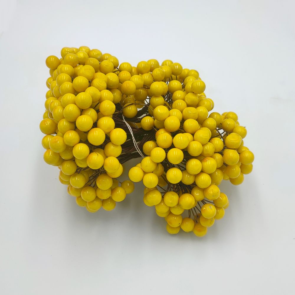 Ягоды 10 мм (длина 16см), цвет - желтый. 1 уп = 400 ягодок