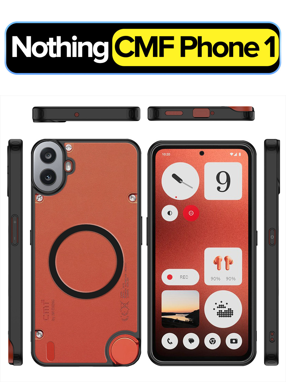 Чехол с Magsafe для Nothing CMF Phone 1 прозрачный матовый с черным бортом WLONS
