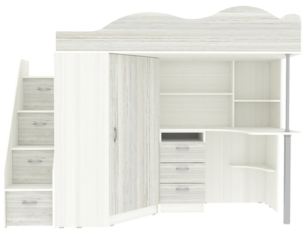 Кровать-чердак КарИВи Пионер Белое Дерево Винтерберг