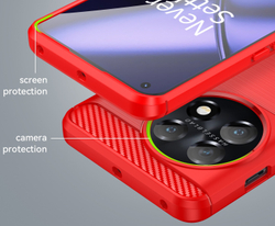 Чехол красного цвета в стиле карбон для смартфона OnePlus 11, серия Carbon от Caseport
